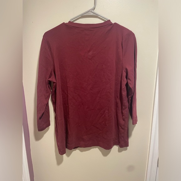 Preswick & Moore Maroon 3/4 Sleeve T-Shirt - Picture 2 of 3